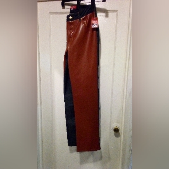 "ALLEN BY ABS FAUX LEATHER/ DENIM COTTON JEANS - Picture 13 of 13